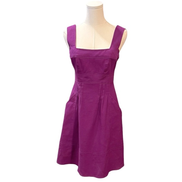 Nanette Lepore Purple Textured Sleeveless Pinafore Dress Pockets Womens 2 - Picture 15 of 15